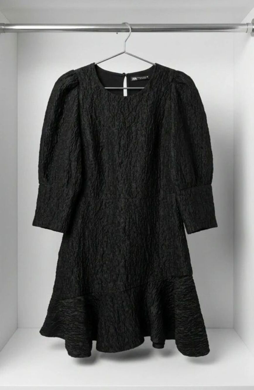 Famous Holly Willoughby Zara Black Textured Mini Dress - Size XS